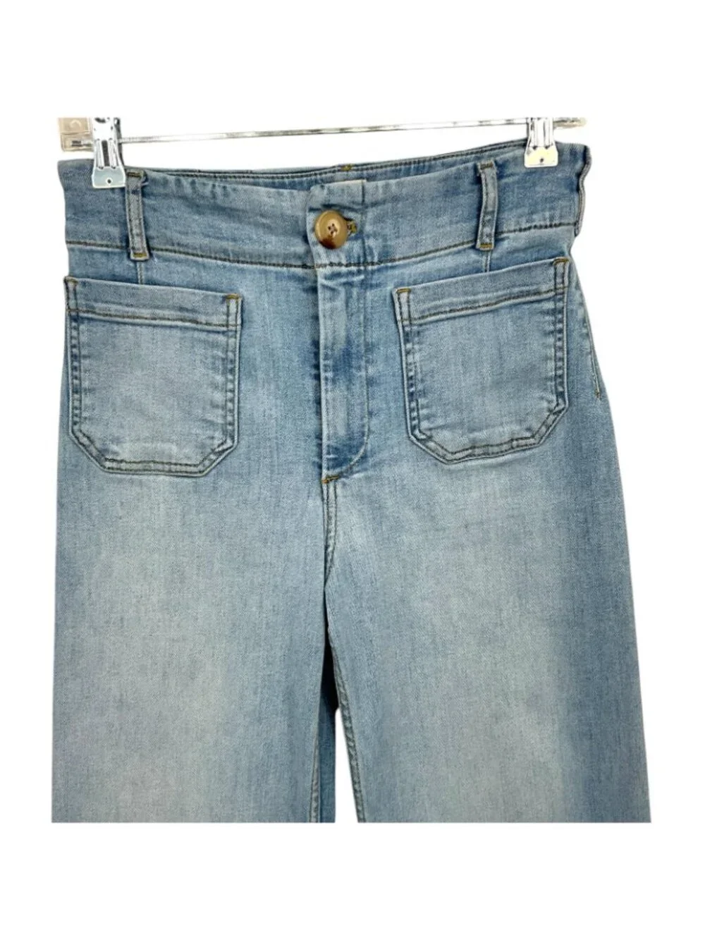 Maeve The Colette Wide Leg Jeans Womens 25 Blue High Rise Crop Denim Stretch